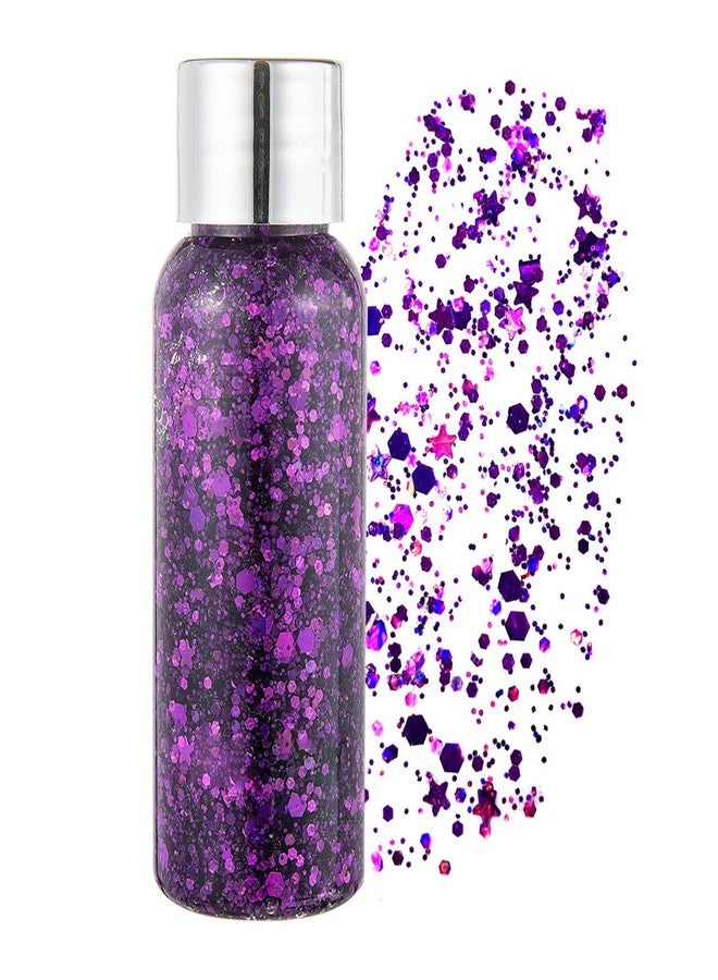 GL-Turelifes Body Glitter Gel, Mardi Gras Chunky Face Glitter Mermaid Sequins, Sparkly Hair Glitter,Singer Concert Festival Rave Accessories, Halloween Body Painting (#06 Violet) - Image 1